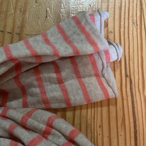 J. Crew peach & cream striped scarf jersey knit scarf pink stripes wrap - Picture 5 of 5